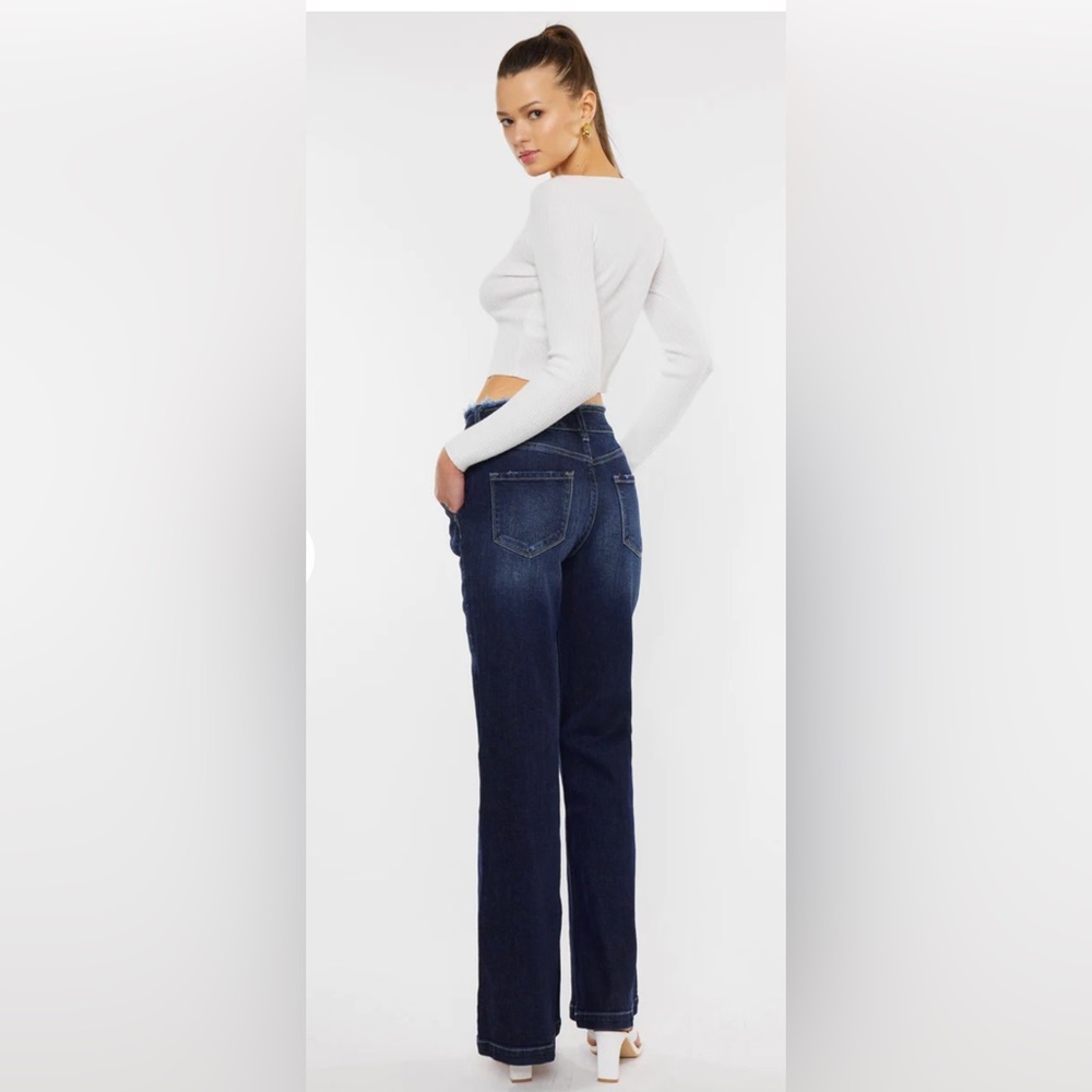 KanCan Dark Denim wide leg jeans high rise